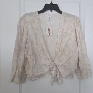 Japna Cream Tie-Front Top